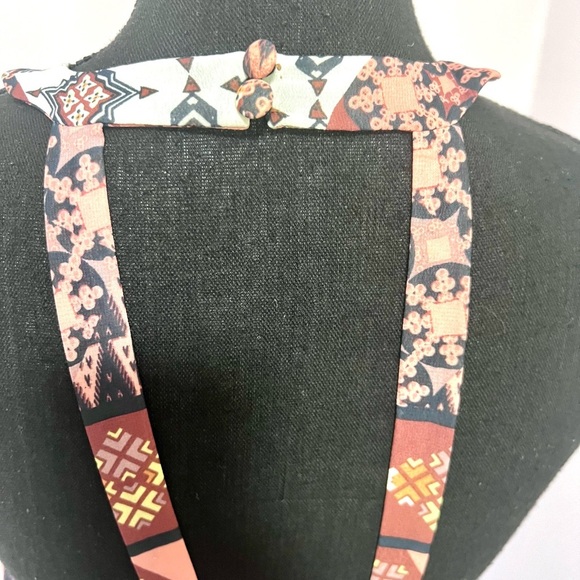 Bar III Red Orange/ brown bohemian Halter Sheath Maxi Dress large - Picture 6 of 11